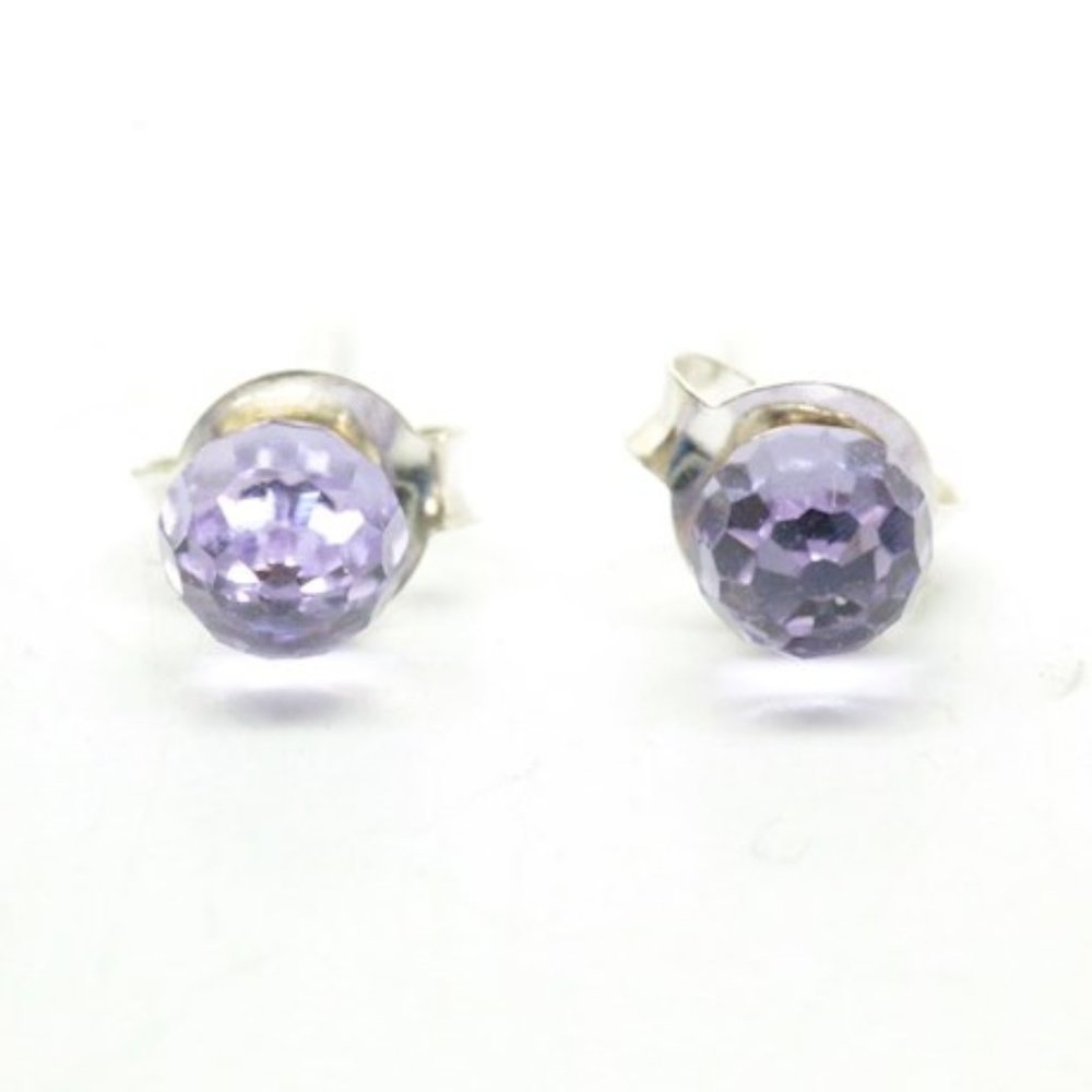 Acomo Sterling Silver Stud Earrings - Purple NEW